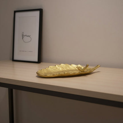 10" Gold Cast Iron Leaf Vanity Tray HomeRoots