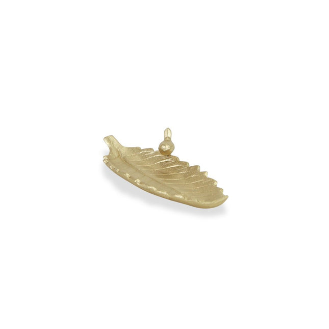 10" Gold Cast Iron Leaf Vanity Tray HomeRoots
