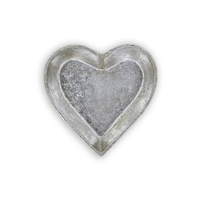 7" Silver Heart Cast Iron Handmade Vanity Tray HomeRoots
