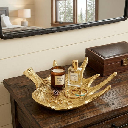 10" Gold Antler Cast Iron Vanity Tray