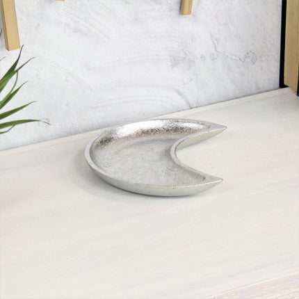 7" Silver Crescent Cast Iron Vanity Tray HomeRoots