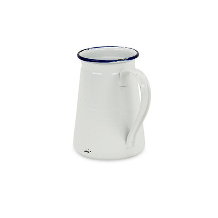 6" White and Blue Metal Jug Vase HomeRoots