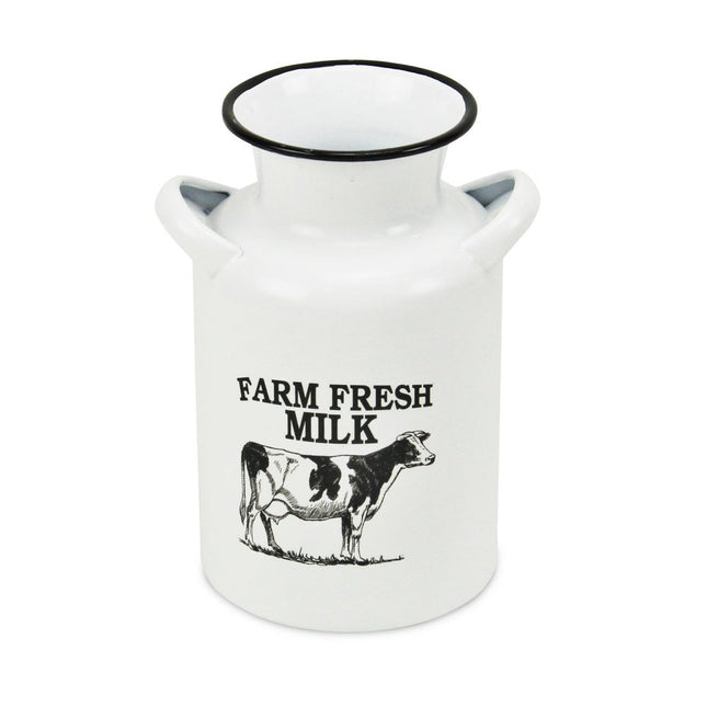 8" Black And White Metal Jug Vase