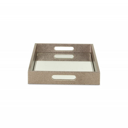16" Gray Rectangular Wood Handmade Tray With Handles HomeRoots