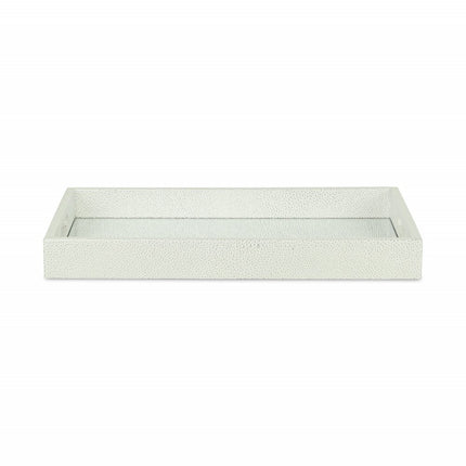 16" White Silver Rectangular Wood Handmade Tray With Handles