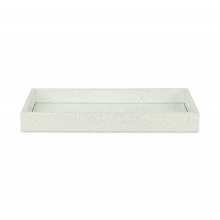 16" White Silver Rectangular Wood Handmade Tray With Handles HomeRoots