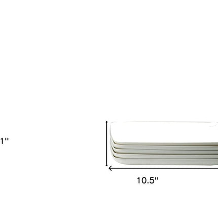 White Six Piece Rectangle Porcelain Service For Six Dinner Plate Set HomeRoots