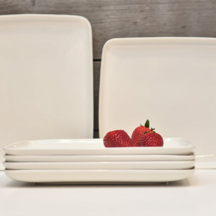 White Six Piece Rectangle Porcelain Service For Six Dinner Plate Set HomeRoots