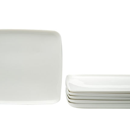 White Six Piece Rectangle Porcelain Service For Six Dinner Plate Set HomeRoots