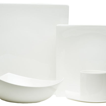 White Five Piece Square Bone China Dinnerware Set HomeRoots