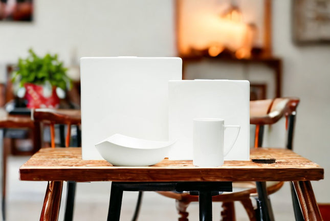 White Four Piece Square Bone China Dinnerware Set HomeRoots