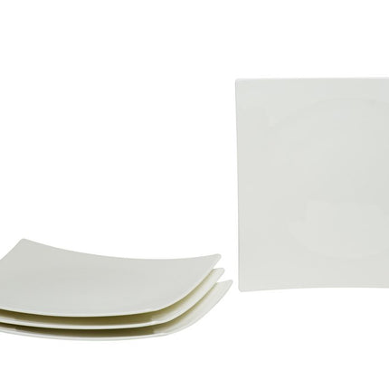 White Six Piece Square Bone China Service For Six Dinner Plate Set