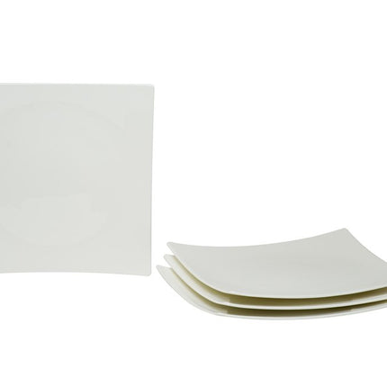 White Six Piece Square Bone China Service For Six Salad Plate Set