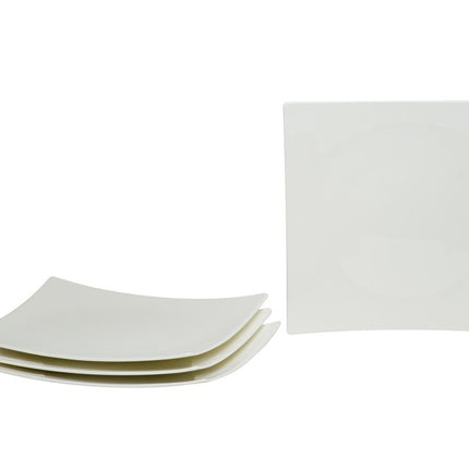 White Six Piece Square Bone China Service For Six Salad Plate Set