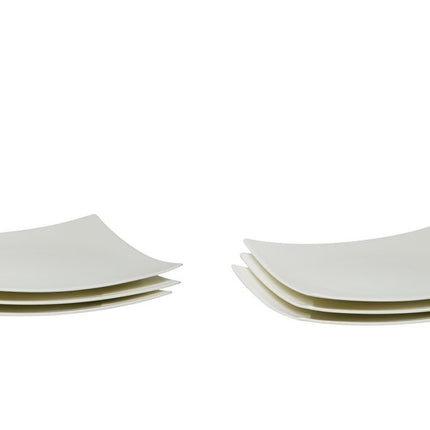 White Six Piece Square Bone China Service For Six Salad Plate Set HomeRoots