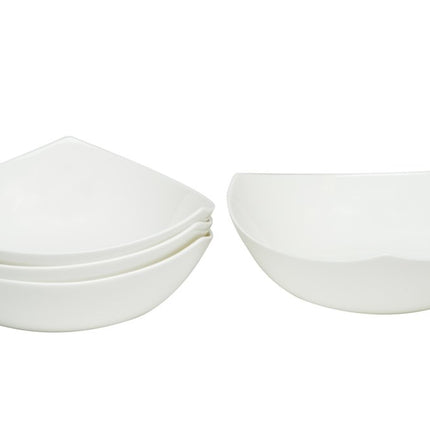 White Six Piece Triangle Bone China Service For Six Bowl Set