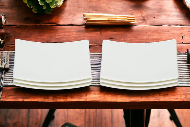 White Six Piece Square Bone China Service For Six Bread and Butter Set HomeRoots