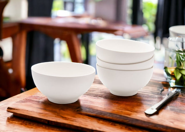 White Four Piece Porcelain Service For Four Bowl Set HomeRoots