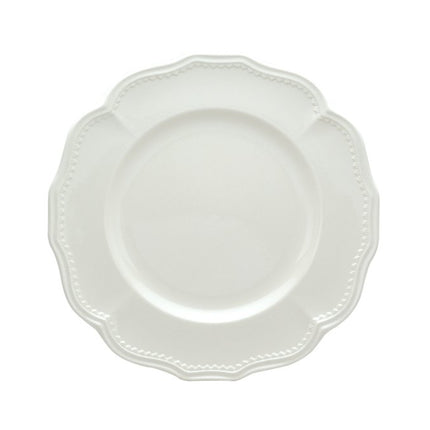 White Four Piece Scallop Stoneware Service For Four Dinner Plate Set