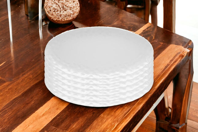 White Six Piece Round Pebbled Porcelain Service For Six Dinner Plate Set HomeRoots