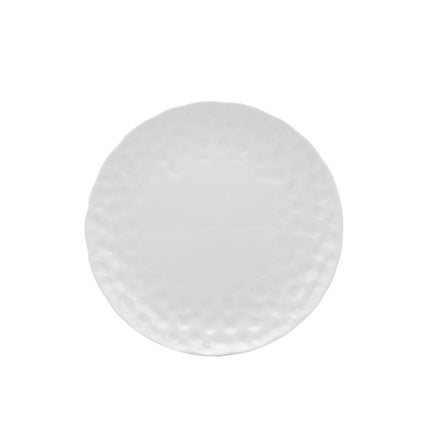 White Six Piece Round Pebbled Porcelain Service For Six Salad Plate Set