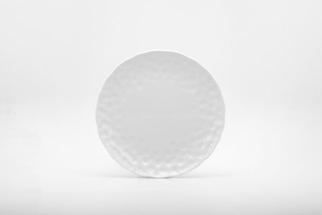 White Six Piece Round Pebbled Porcelain Service For Six Salad Plate Set HomeRoots