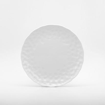 White Six Piece Round Pebbled Porcelain Service For Six Salad Plate Set