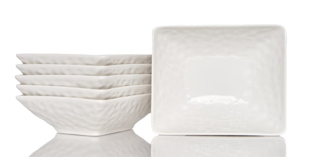 White Six Piece Pebbled Porcelain Service For Six Bowl Set HomeRoots