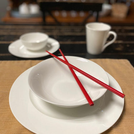 White Sixteen Piece Round Bone China Service For Four Dinnerware Set HomeRoots