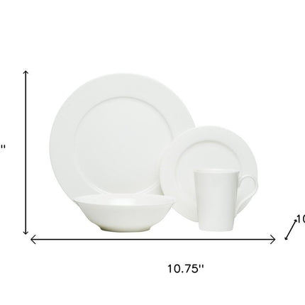 White Sixteen Piece Round Bone China Service For Four Dinnerware Set