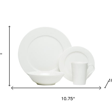 White Sixteen Piece Round Bone China Service For Four Dinnerware Set HomeRoots