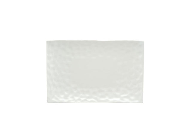 White Six Piece Rectangle Pebbled Porcelain Service For Six Salad Plate Set