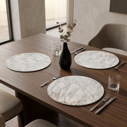 15" X 15" Silver And Gray Abstract Round Placemats HomeRoots