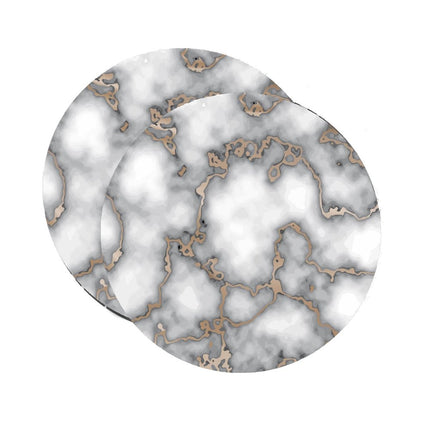 15" Set of Two Gold And Gray Abstract Round Placemats HomeRoots