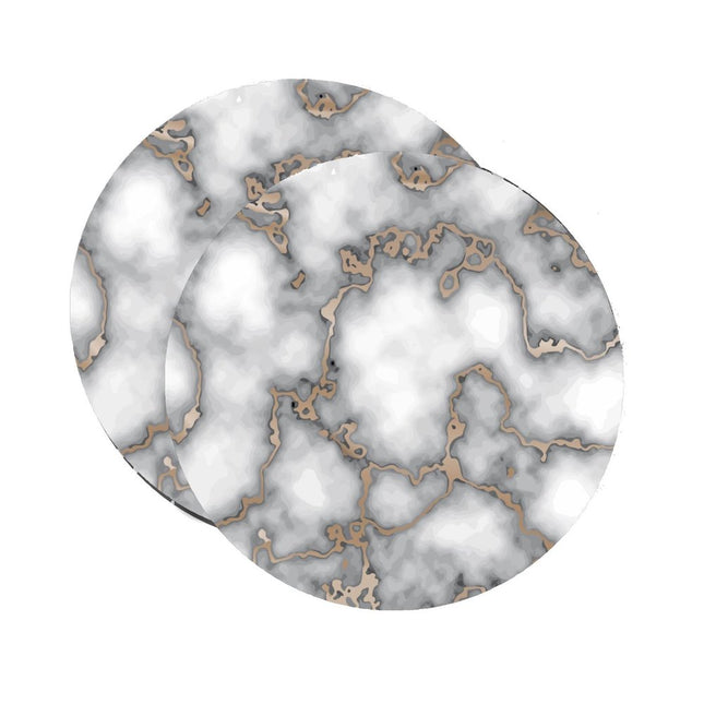 15" Set of Two Gold And Gray Abstract Round Placemats HomeRoots