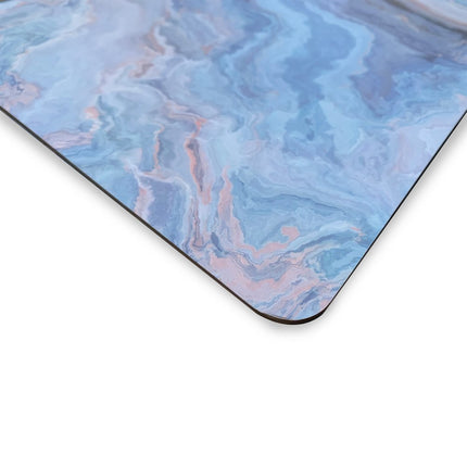 18" Set of Two Blue Abstract Faux Marble Cork Placemats HomeRoots