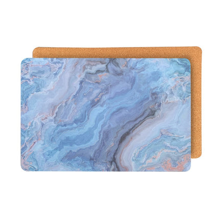 18" Set of Two Blue Abstract Faux Marble Cork Placemats HomeRoots