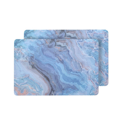 18" Set of Two Blue Abstract Faux Marble Cork Placemats HomeRoots