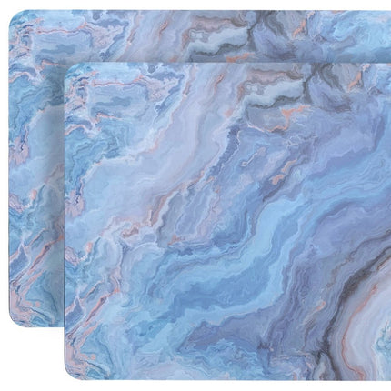 18" Set of Two Blue Abstract Faux Marble Cork Placemats HomeRoots