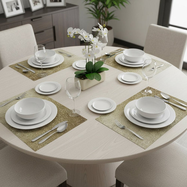 18" Set of Four Gold Vinyl Placemats HomeRoots