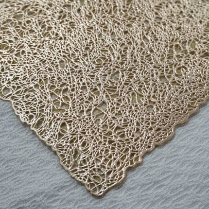 18" Set of Four Gold Vinyl Placemats HomeRoots