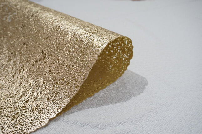 18" Set of Four Gold Vinyl Placemats HomeRoots