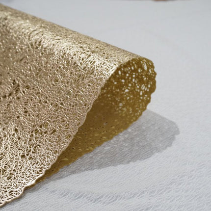 18" Set of Four Gold Vinyl Placemats HomeRoots