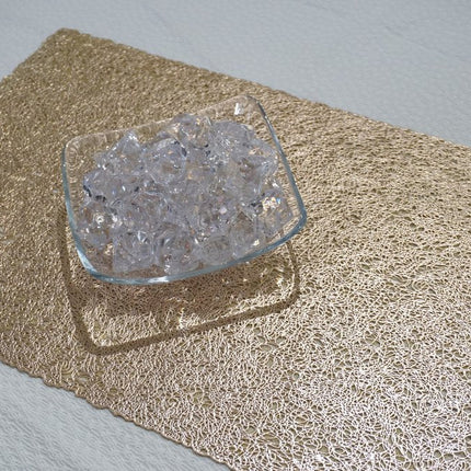 18" Set of Four Gold Vinyl Placemats HomeRoots