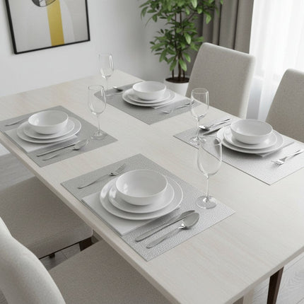 18" Set of Four Silver Vinyl Placemats HomeRoots