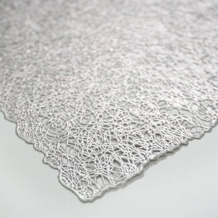 18" Set of Four Silver Vinyl Placemats HomeRoots