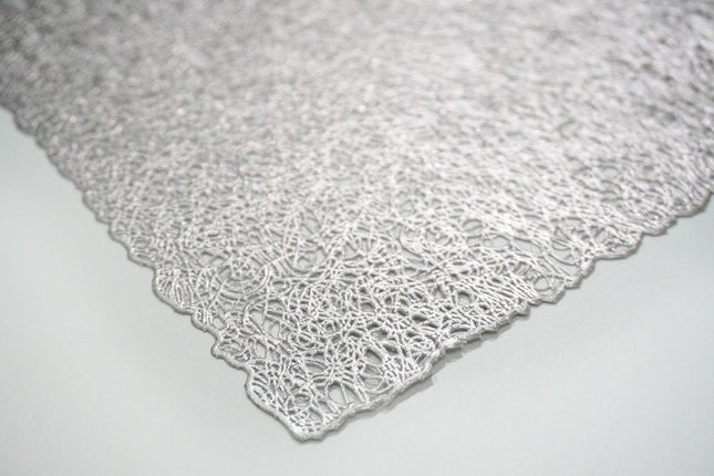 18" Set of Four Silver Vinyl Placemats HomeRoots