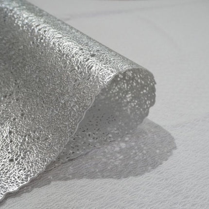 18" Set of Four Silver Vinyl Placemats HomeRoots