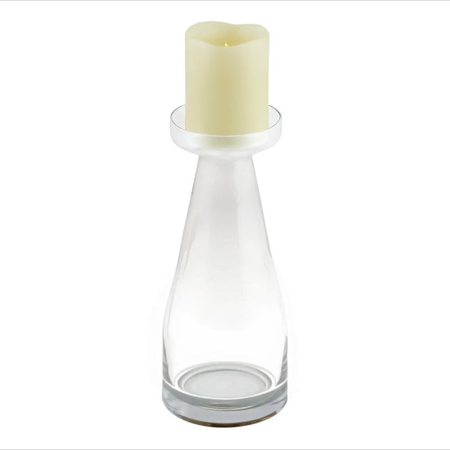 11" Clear Glass Centerpiece Pillar Candle Holder With Candle HomeRoots