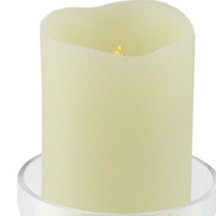 8" Clear Glass Centerpiece Pillar Candle Holder With Candle HomeRoots